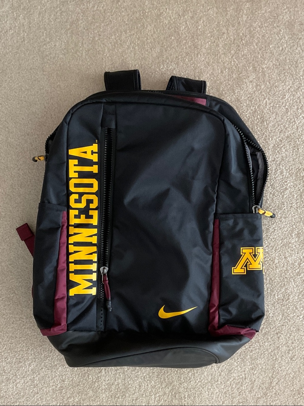 Nike Black Backpack with Maroon & Gold Accents